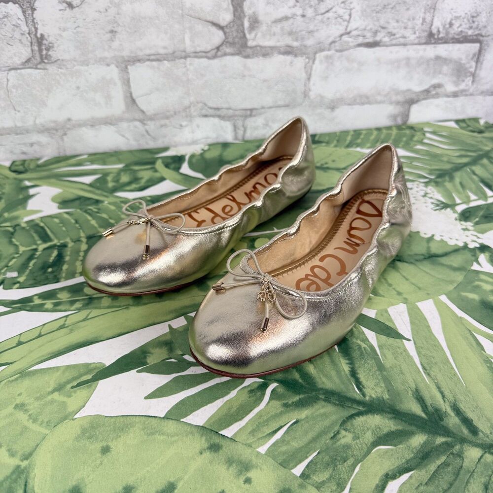 SAM EDELMAN NEW Felicia Jute Metallic Leather Ballet Flat